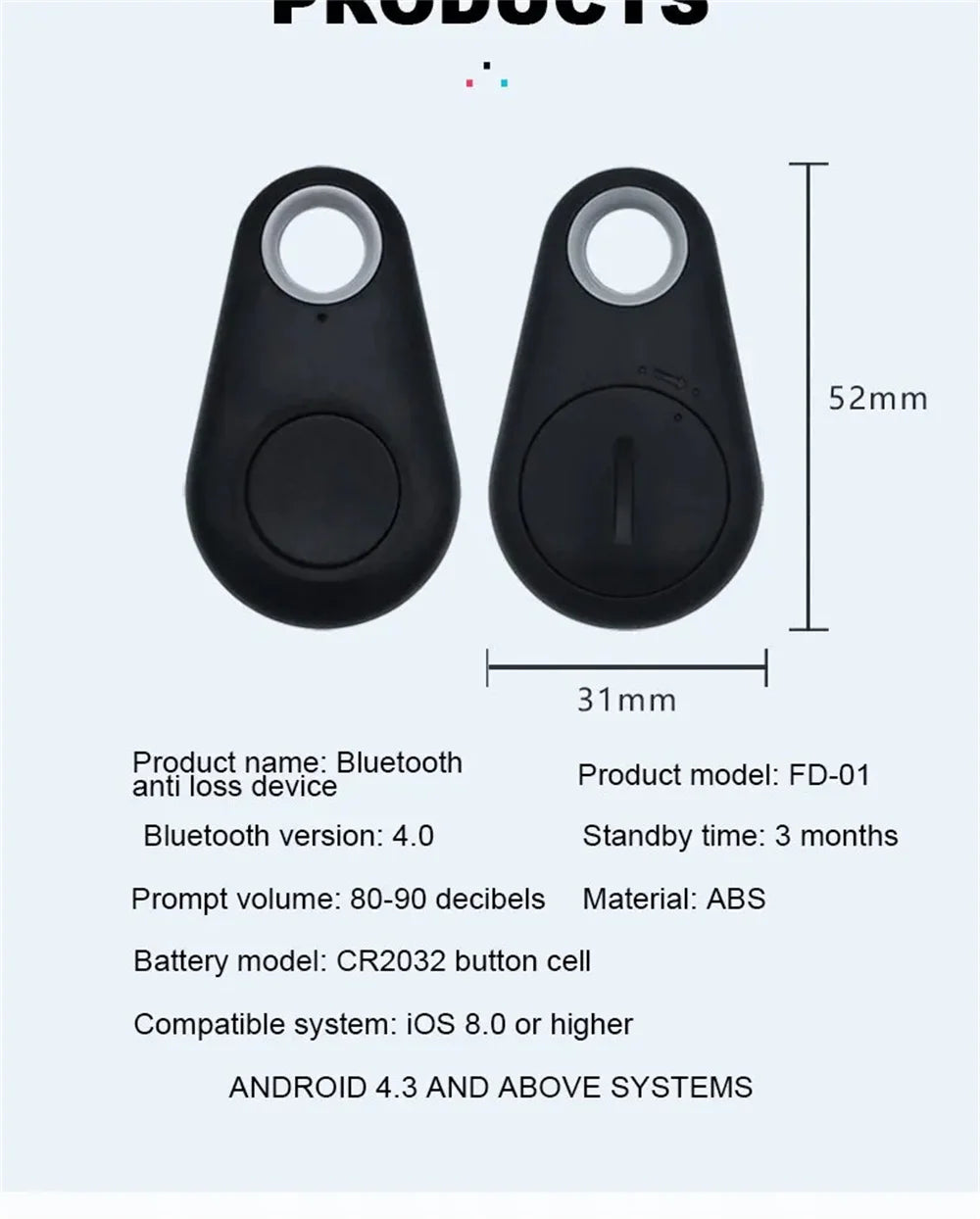 S03 Mini Bluetooth Tracker with Selfie Shutter & Voice Recording