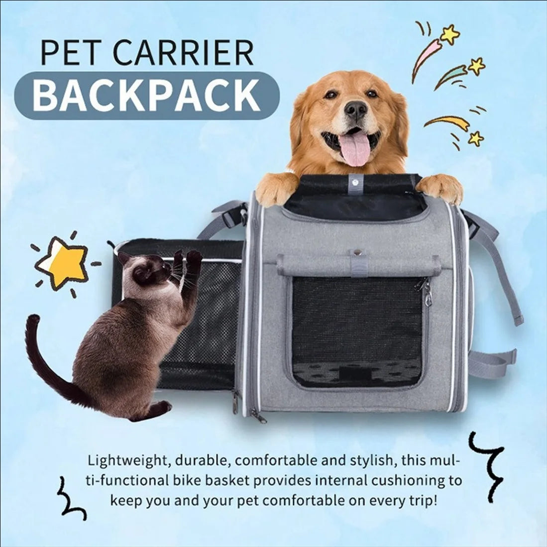 Foldable Mesh Pet Carrier for Cats & Small Dogs