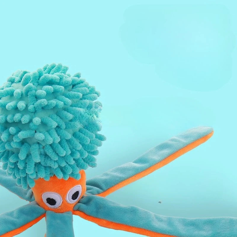 Peluche de créature marine en velours pour chien - Jouet à mâcher couineur pour petits chiens