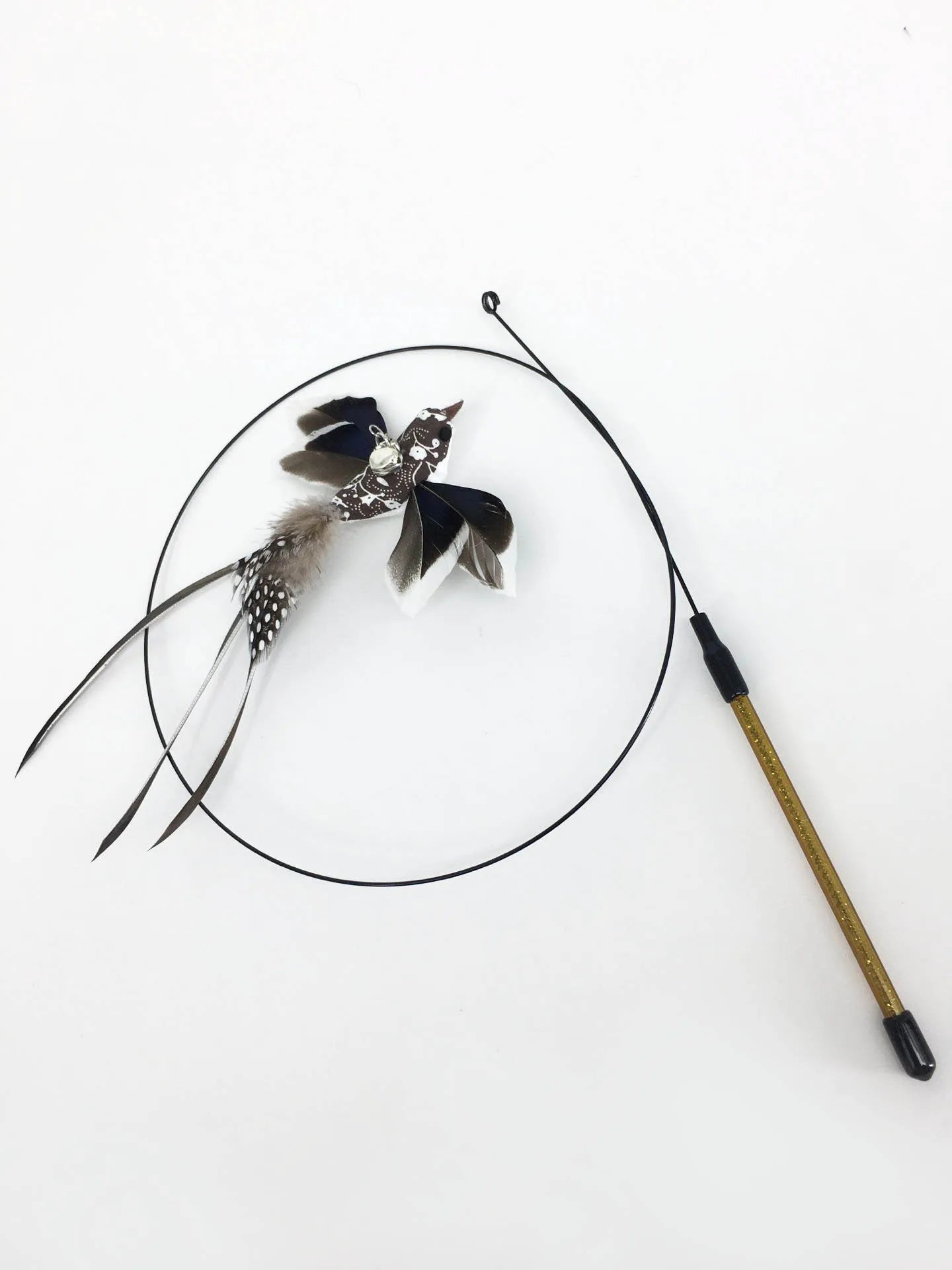 Interactive Feather Wand Cat Toy - Wire Teaser Stick for Kittens