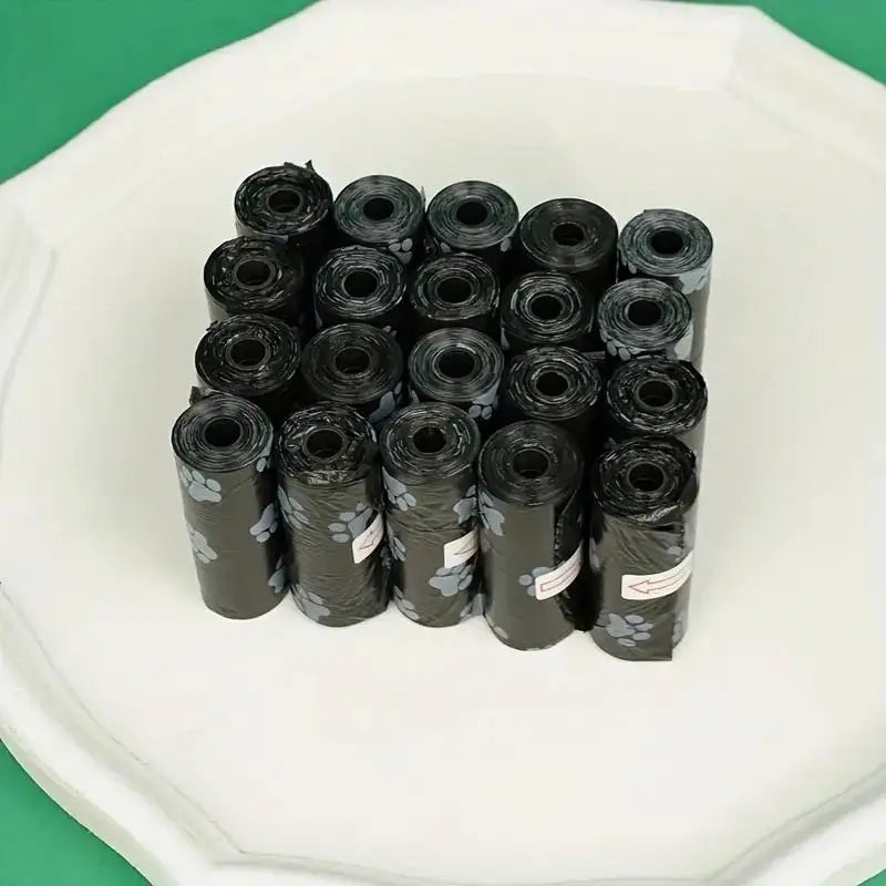 Leak-Proof Dog Waste Bags with Paw Print Design