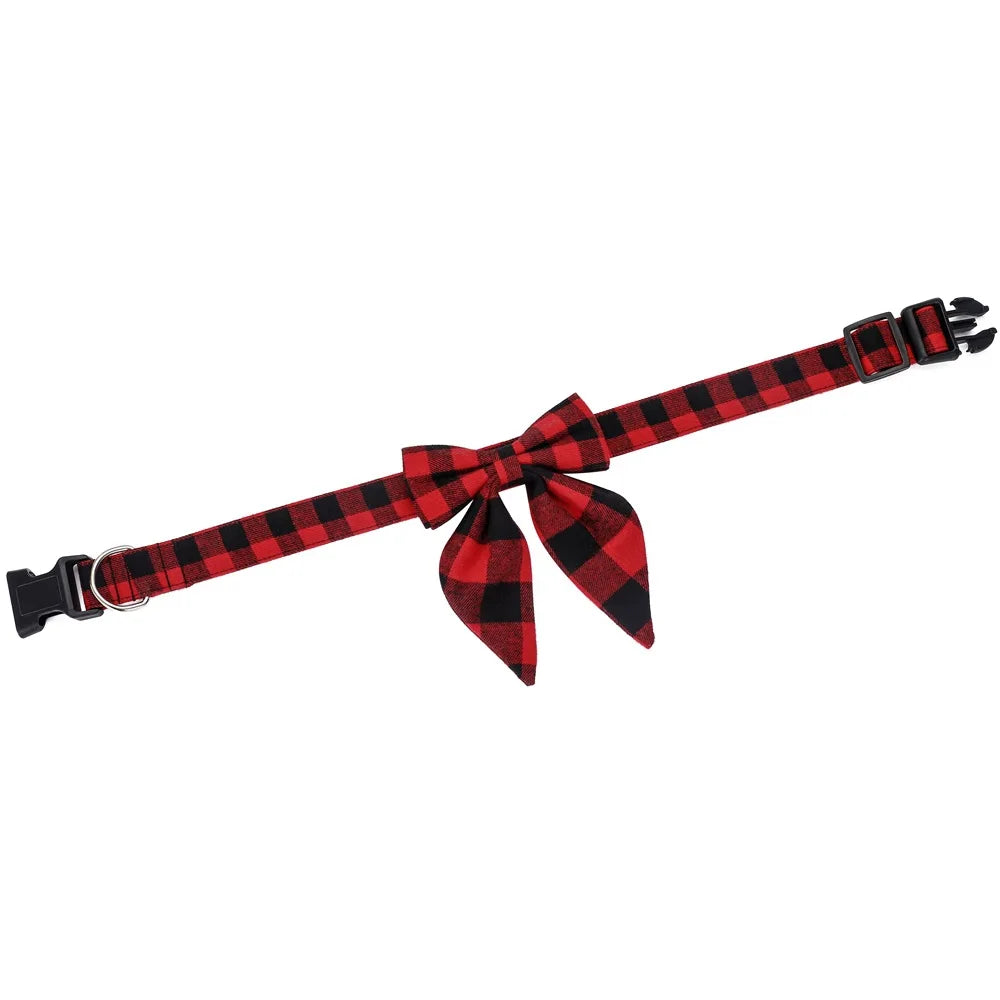 Collier pour chien flocon de neige festif avec nœud - Motif de Noël en coton
