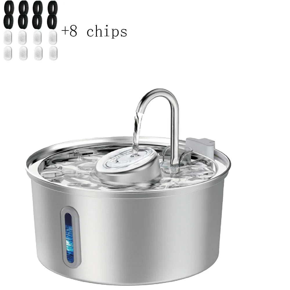 3.2L stainless steel cat water dispenser window has water level, which can be observed, suitable for many cats and dogs