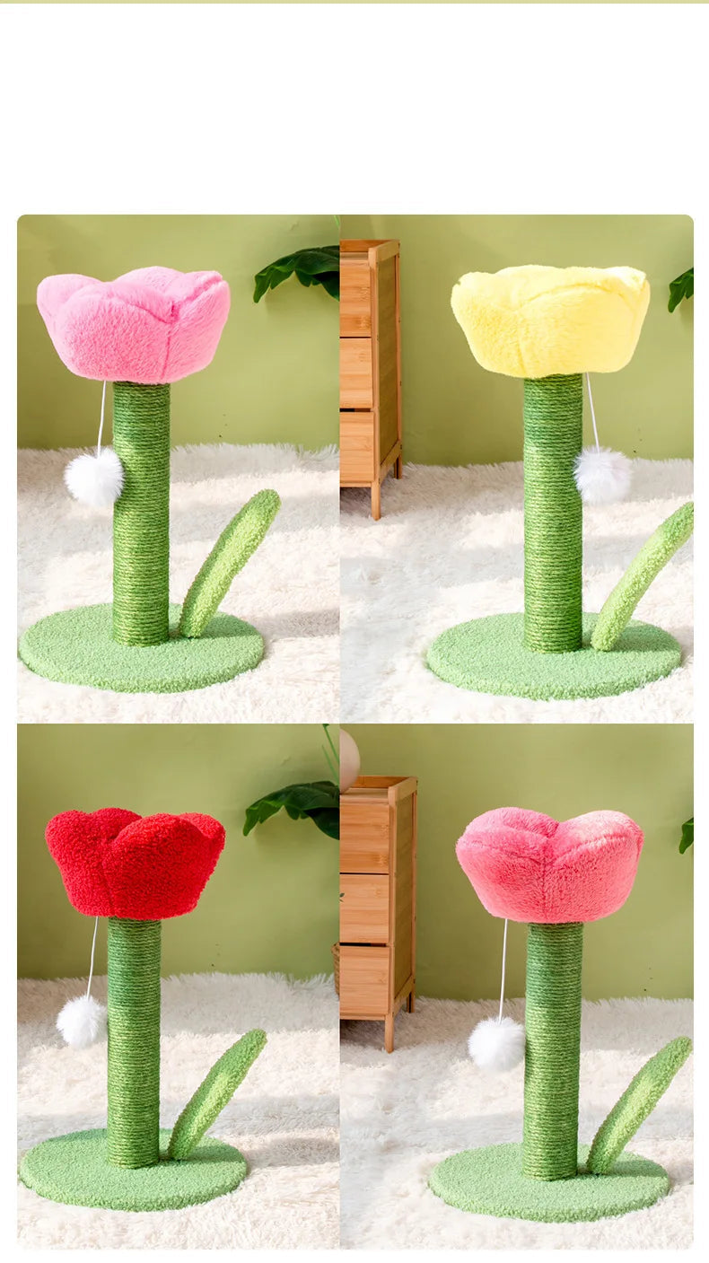 Tulip Cat Tower with Sisal Scratching Post & Kitten Teaser