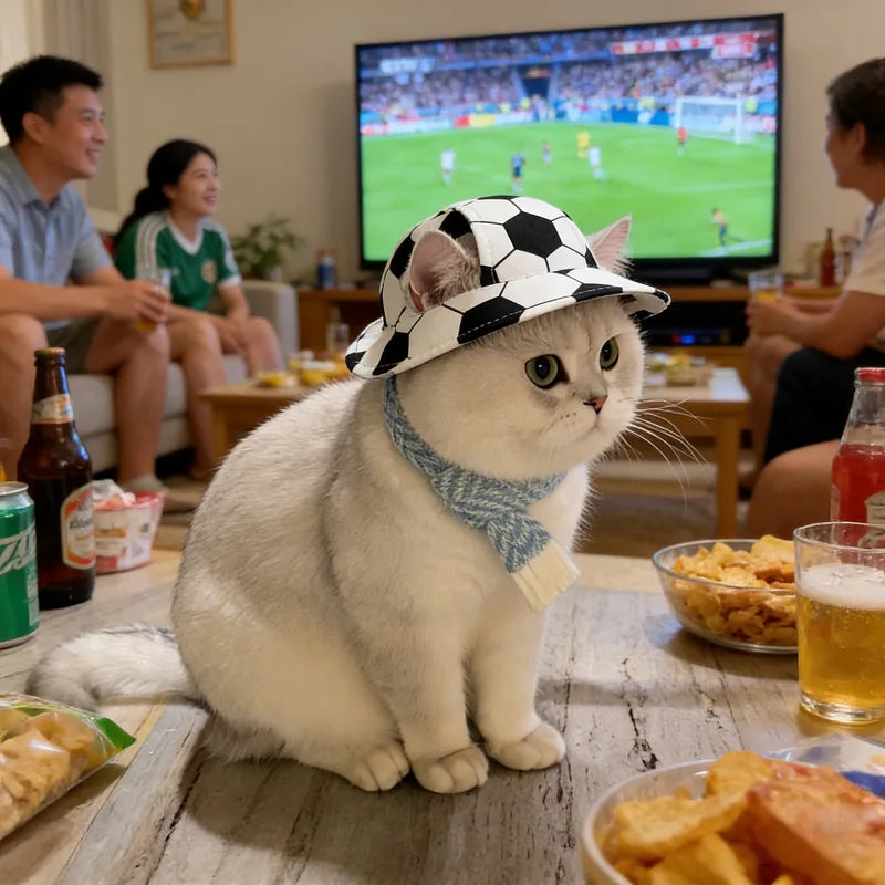 Football Fan Hat & Collar Costume Set for Cats