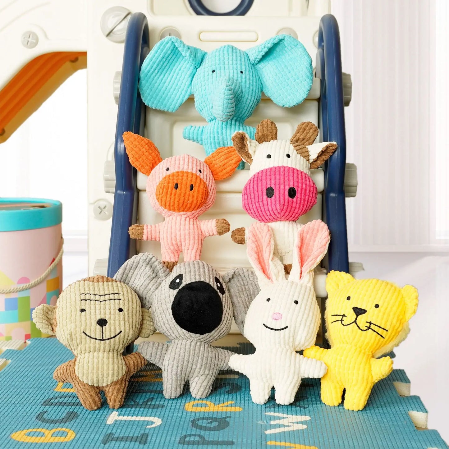 Jouet couineur interactif en peluche pour chien - Jouet à mâcher résistant en forme d'animal