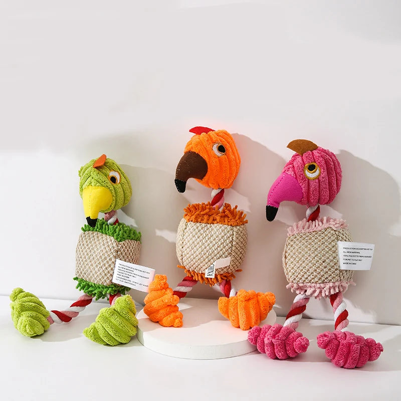 Animal Shaped Squeaky Fleece Chew Toy for Small Dogs
