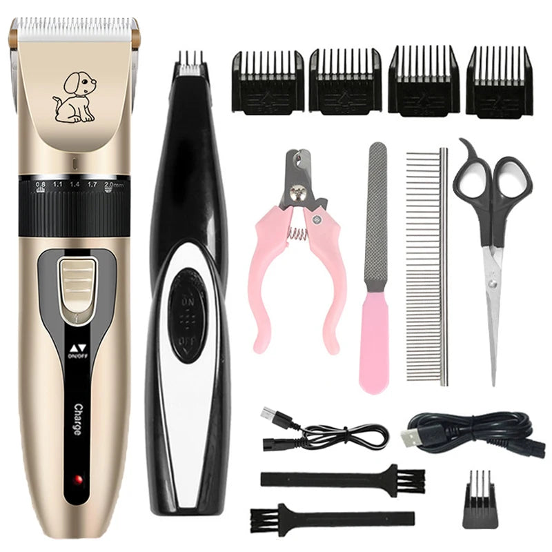 Professional Rechargeable Pet Grooming Clipper Kit for Dogs & Cats