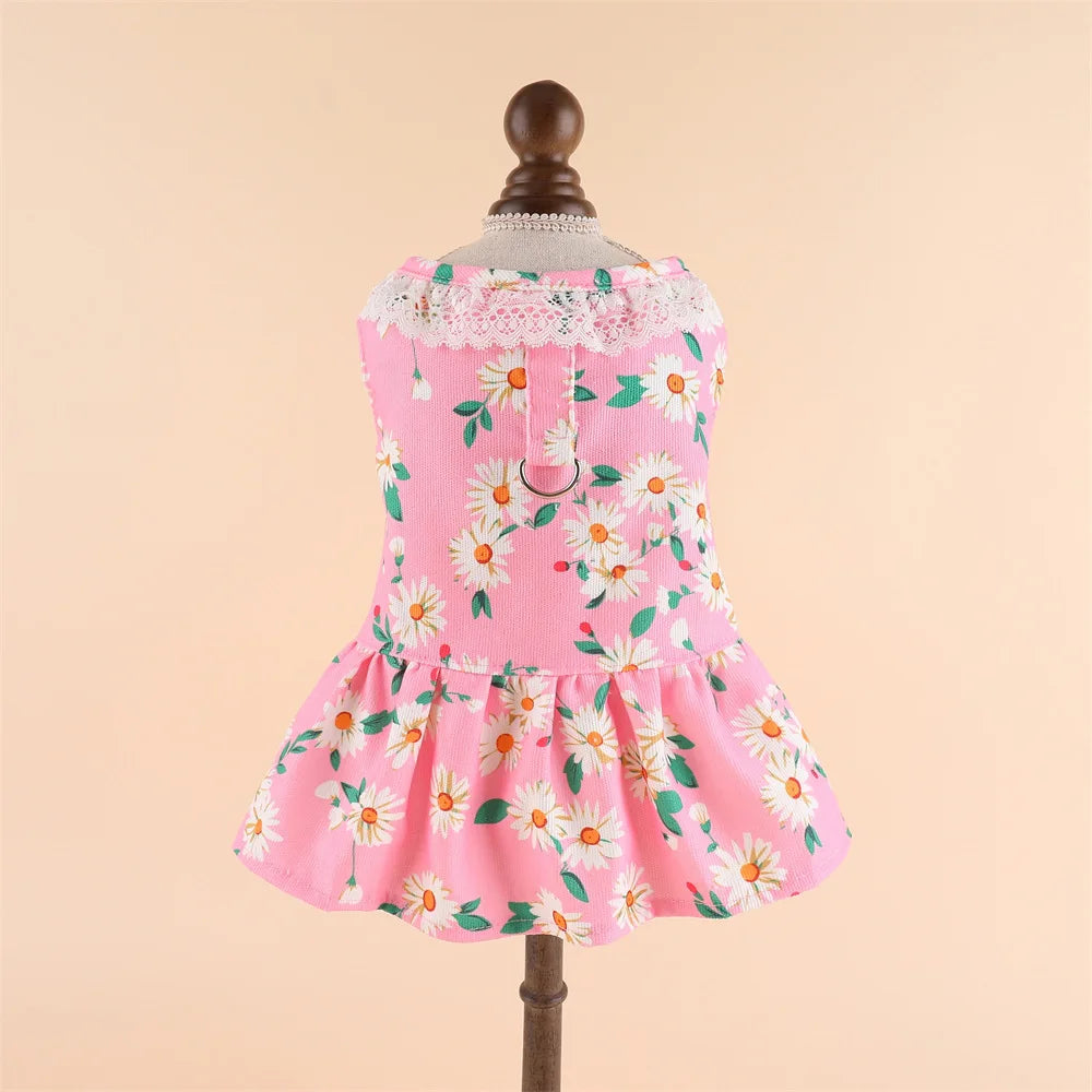Princess Cooling Dress for Small Dogs & Cats with Leash Ring