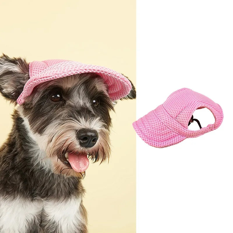Mesh Dog & Cat Baseball Sun Cap with Ear Holes | Adjustable Outdoor Summer Sunhat for Puppies & Small to Large Dogs