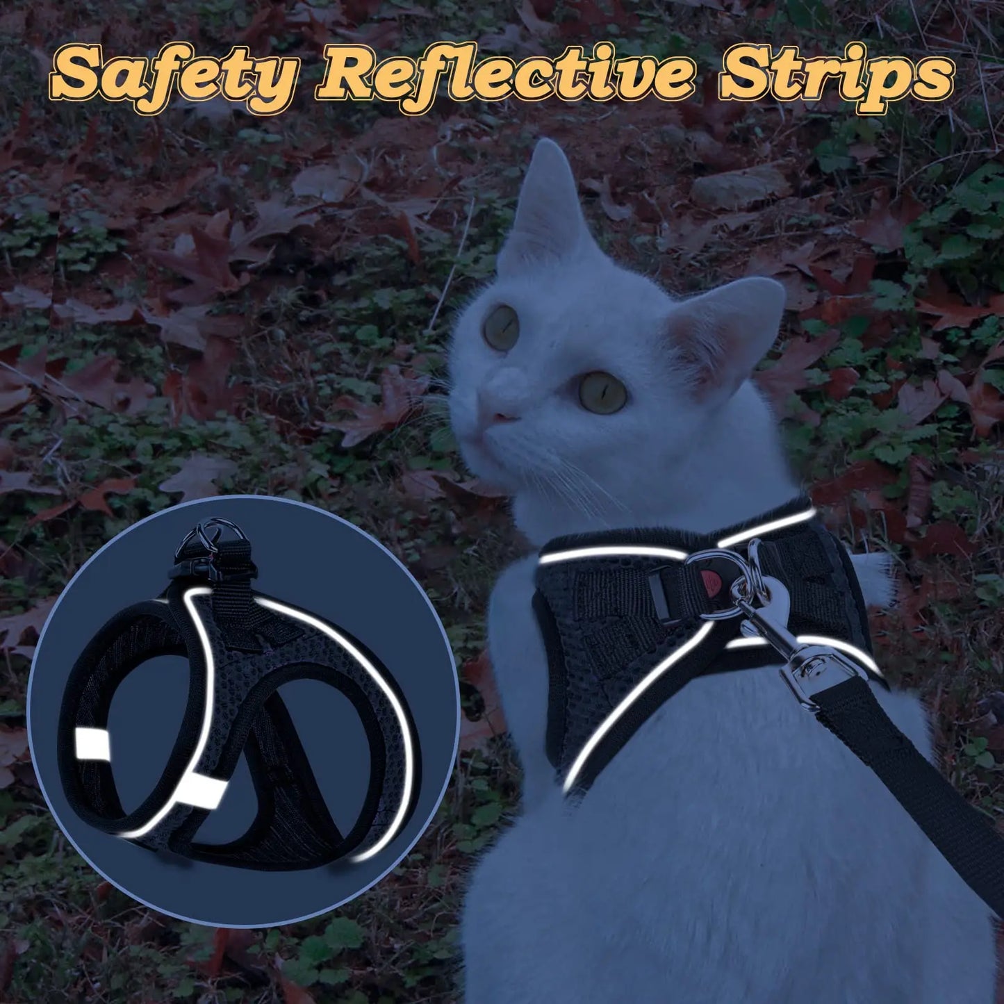 Adjustable Mesh Harness & Lead Set — Breathable Reflective Vest for Small Dogs & Cats