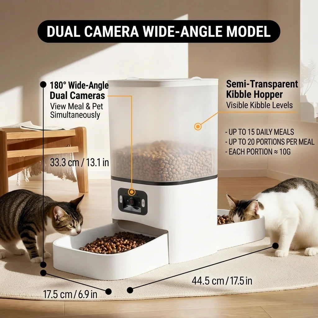 6L Smart Dual-Bowl Pet Feeder with 180° Dual Camera & WiFi