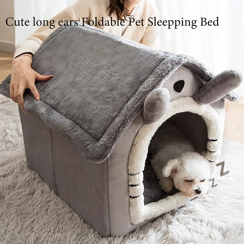 Foldable Plush Pet House for Cats & Small Dogs