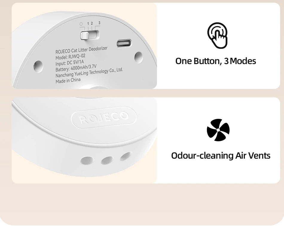 Smart Cat Litter Deodoriser — 4000mAh Automatic Odour Purifier for Litter Boxes