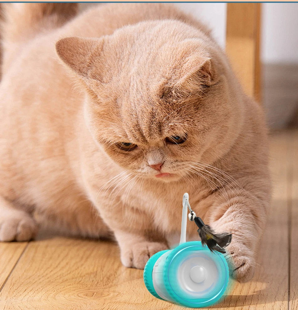 Jouet interactif intelligent pour chat - Voiture à équilibrage automatique avec plumeau pour jeu d'intérieur