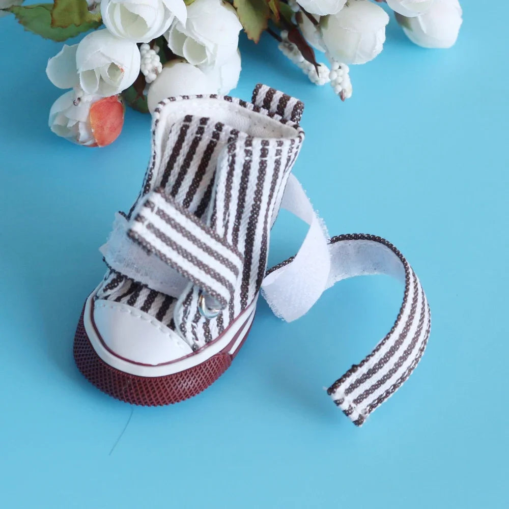 Anti-Slip Dog Shoes & Breathable Canvas Booties – Set of 4