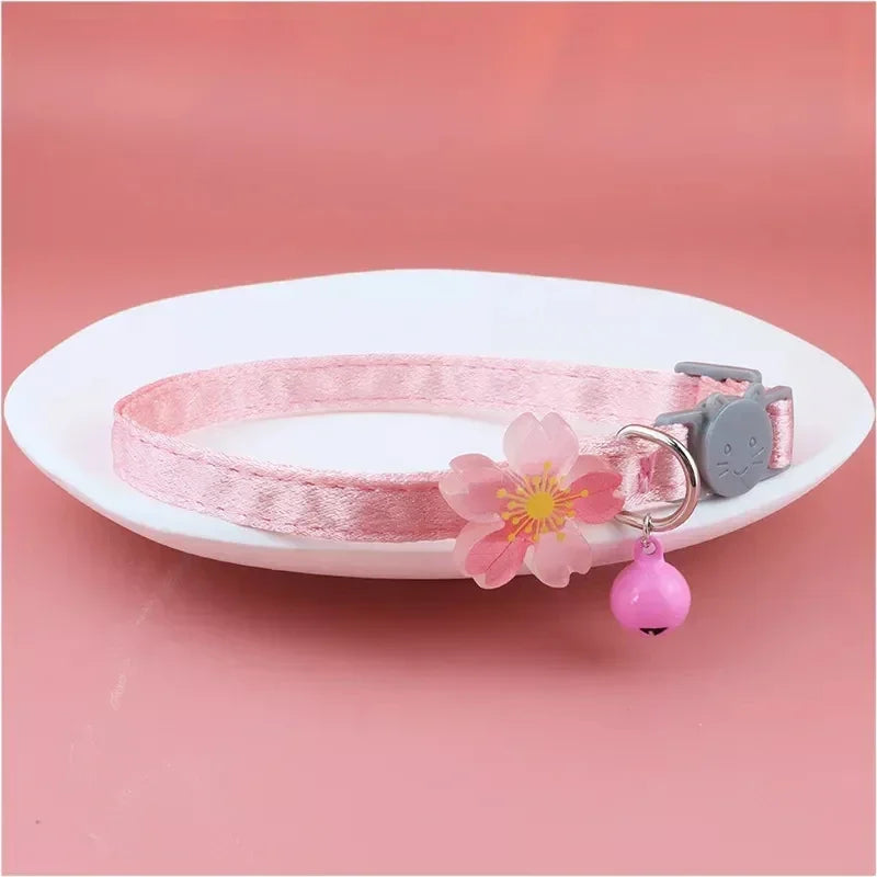Pink Lace Bow Pet Collar with Bell for Cats and Small Dogs