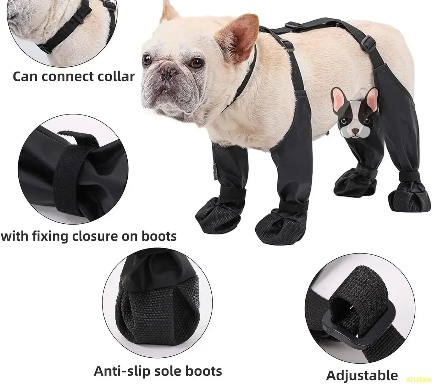 Bottes imperméables pour chien - Chaussures de protection antidérapantes pour la marche en extérieur
