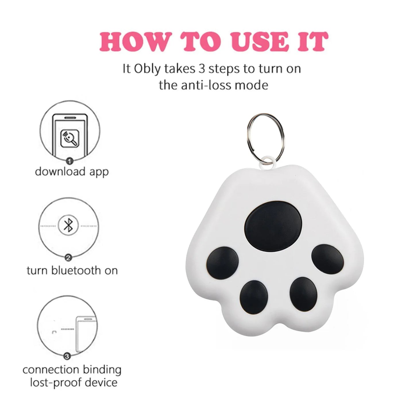 Dog Paw Bluetooth Tracker — Anti-Lost Tag for Pets, Keys & Bags