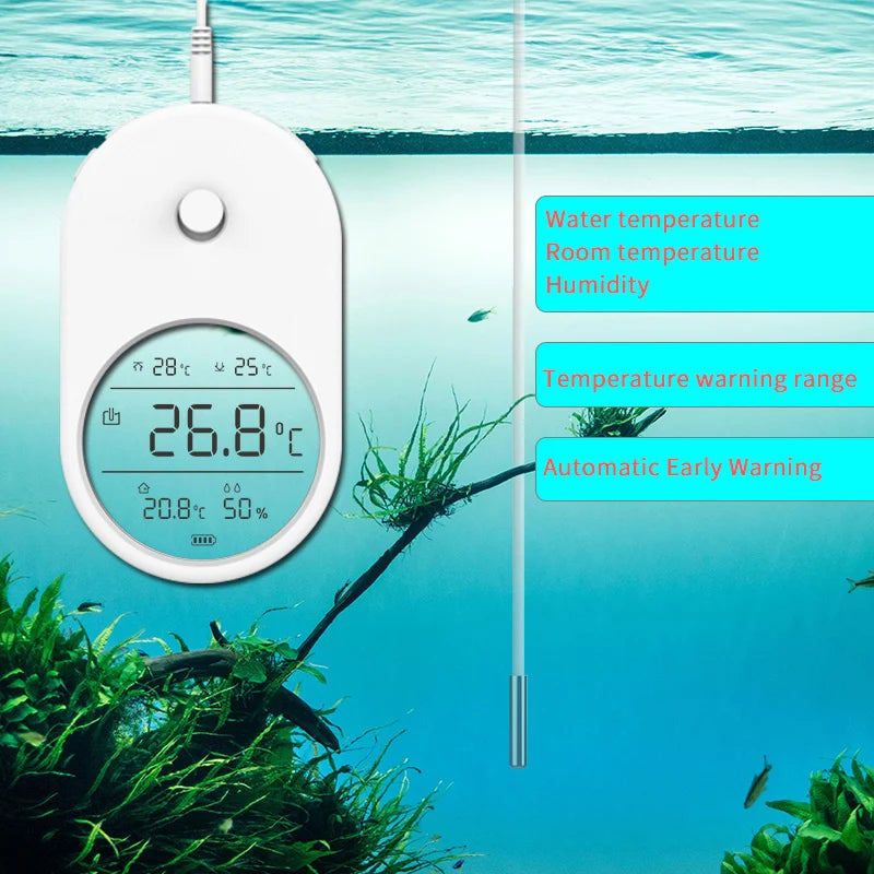 3-in-1 Digital Aquarium Thermometer with LCD Screen & Temperature Alarm