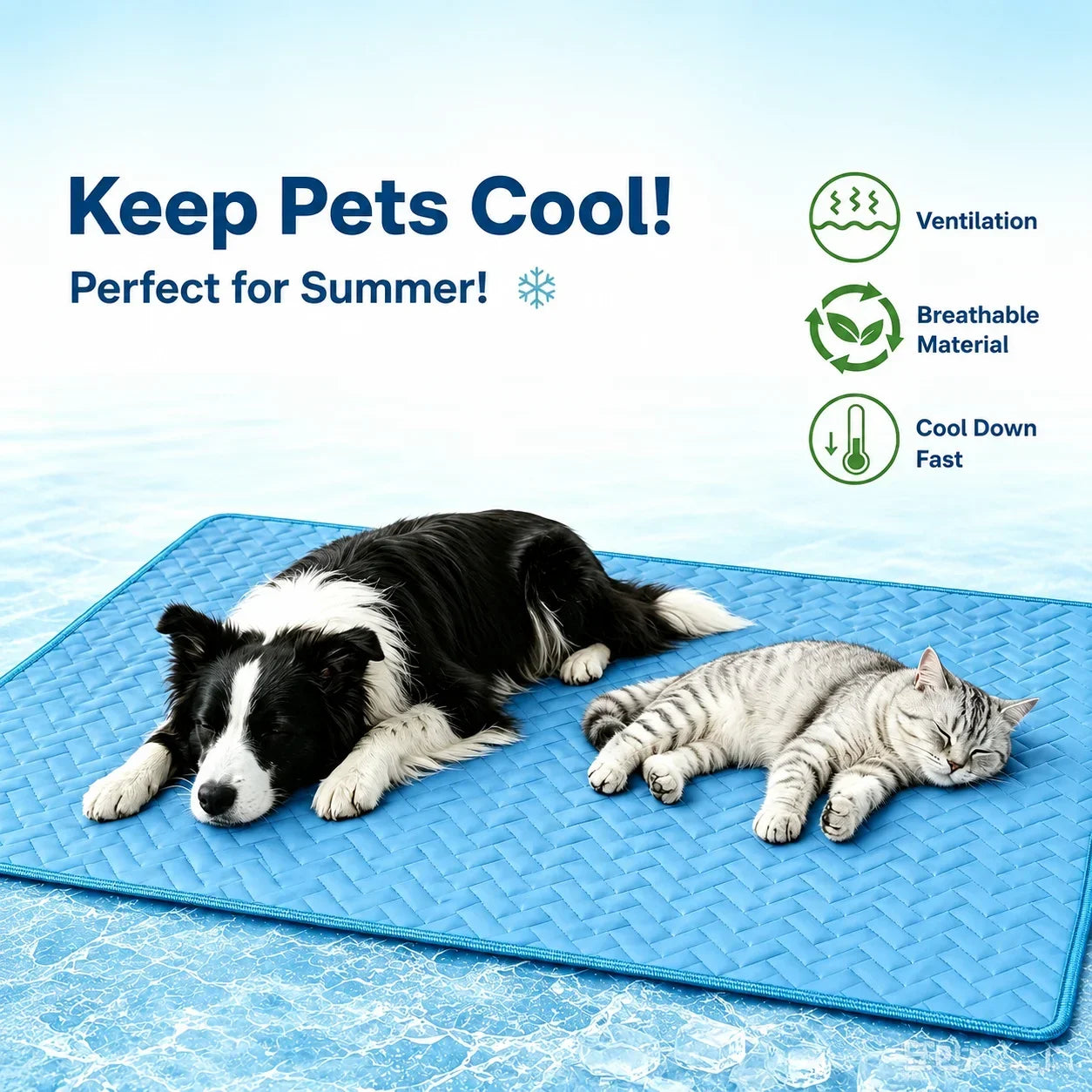Breathable Cooling Mat for Dogs & Cats — Washable Summer Ice Pad in 4 Sizes, Single or Twin Pack