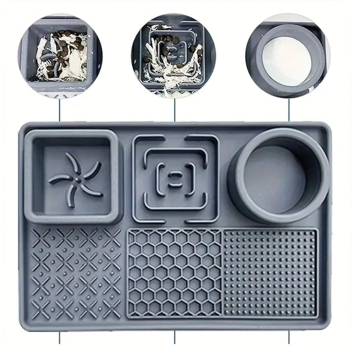 Silicone Slow Feeder Lick Mat with Suction Cup & Divider for Dogs & Cats