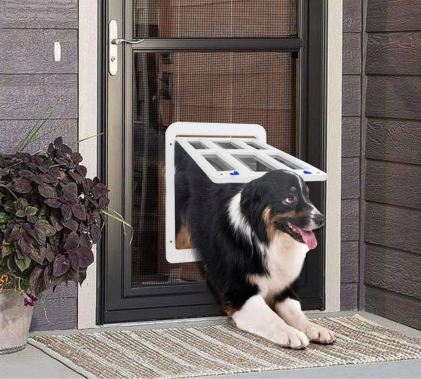 Dog Door for Sliding Screen - 11"x13" Lockable Magnetic Pet Door