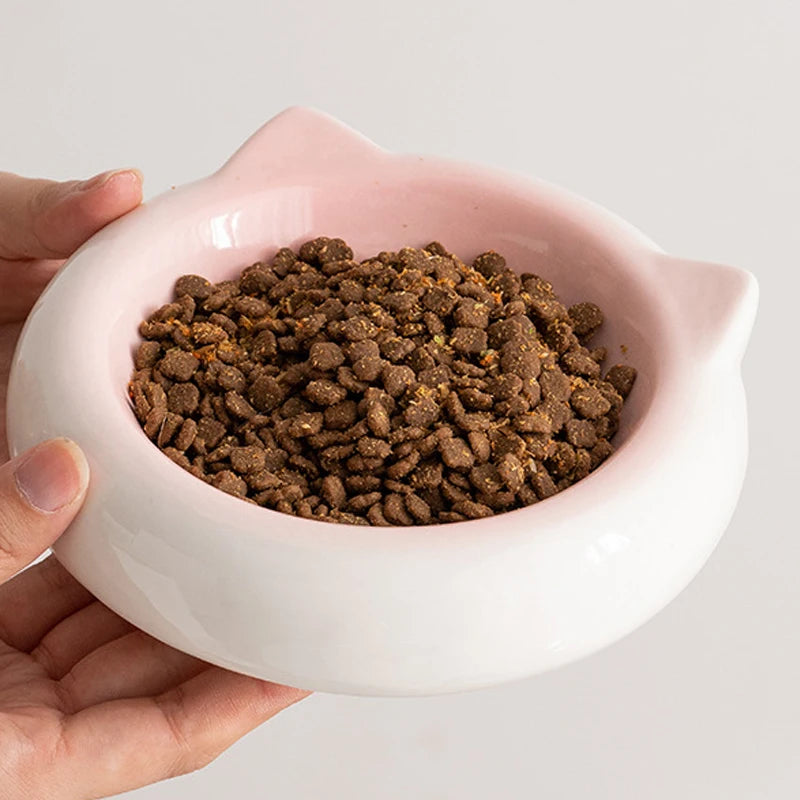Cat Ear Ceramic Pet Bowl – Anti-Tip Food & Water Dish