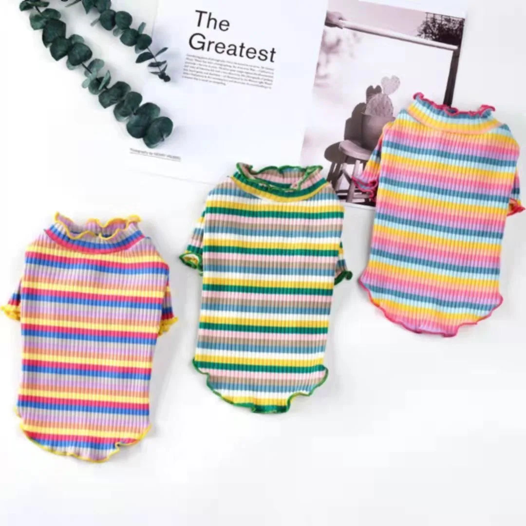 Cotton 100% Cat Dog Vest Summer Pet Clothes Stripe Pullovers for Small Dogs Cats Chihuahua Pomeranian Puppy Ropa Para Perros