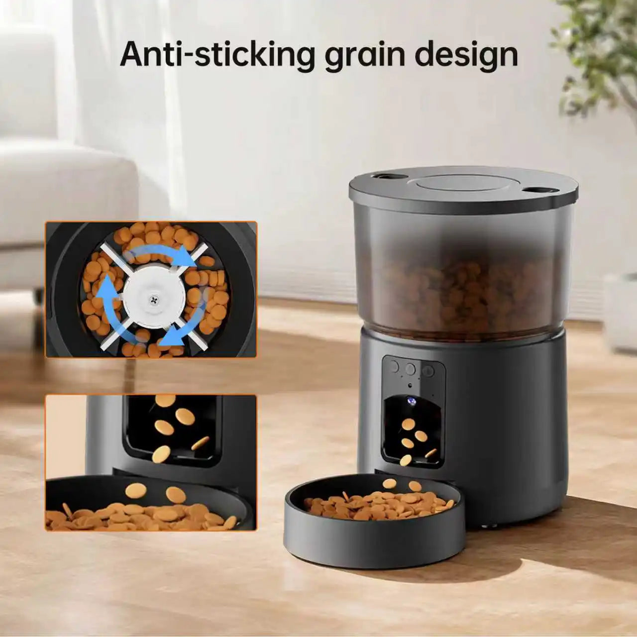 Distributeur automatique de croquettes avec caméra, mangeoire intelligente WiFi double bande pour chats et chiens, conception anti-blocage + interphone vocal