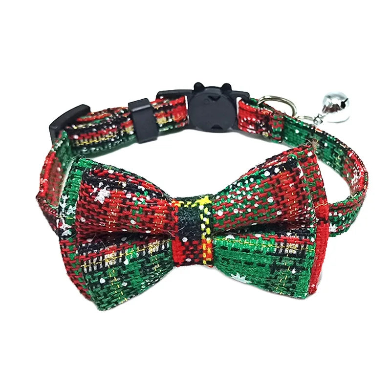 Collier pour chat sécurisé avec nœud papillon et clochette - Motif écossais