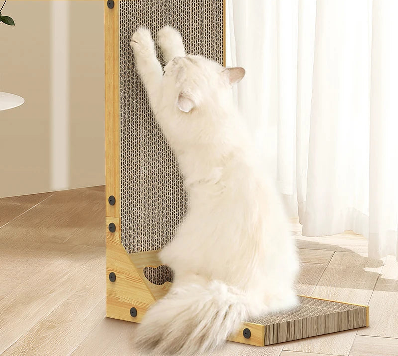 L-Shaped Cat Scratcher with Trackball Toy & Furniture Protector