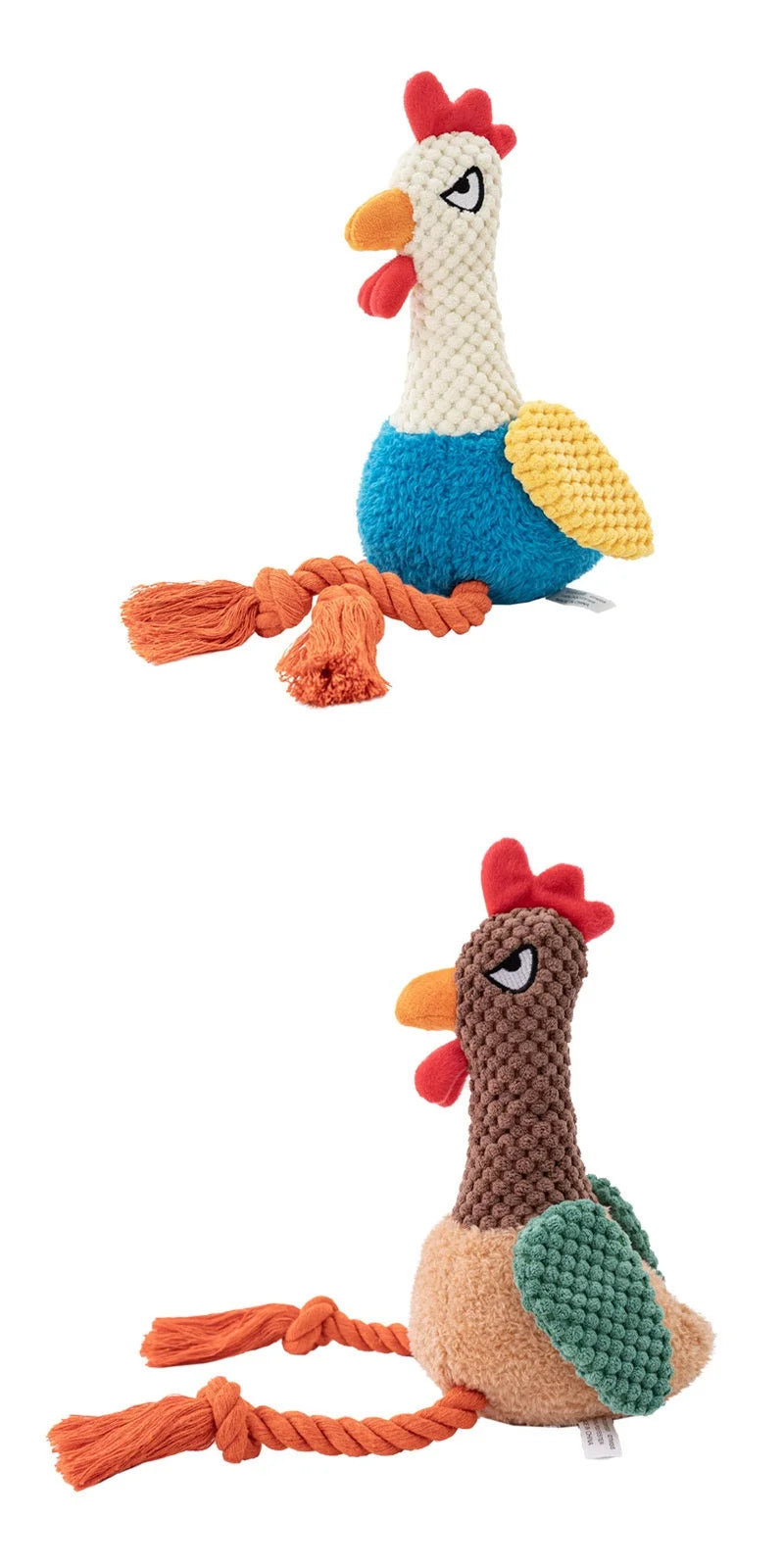 Plush Chicken Squeaky Rope Dog Toy