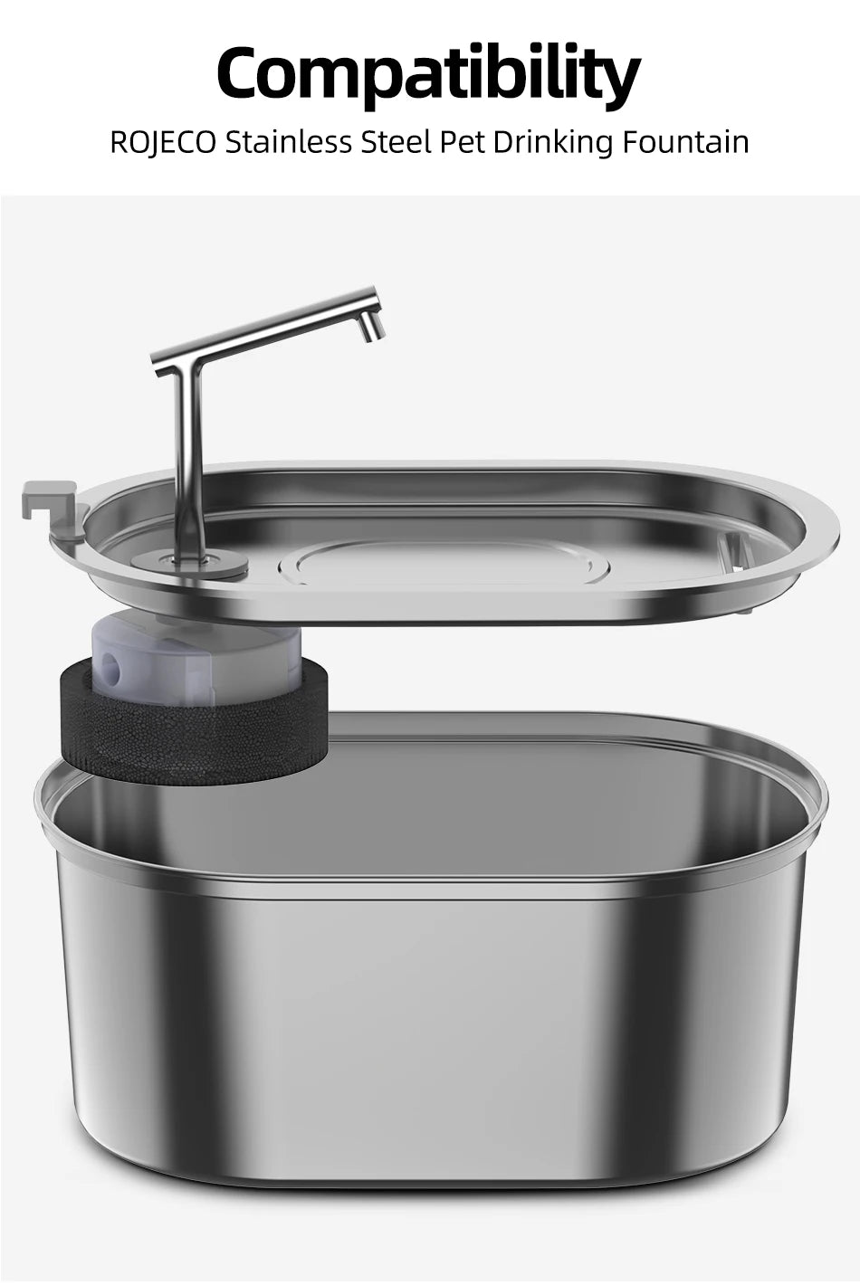 Pompe de rechange pour fontaine à eau en acier inoxydable - Moteur de distributeur d'eau pour animaux de compagnie