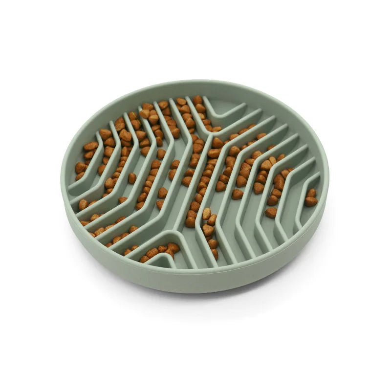 Silicone Slow Feeder Bowl with Non-Slip Mat for Dogs & Cats