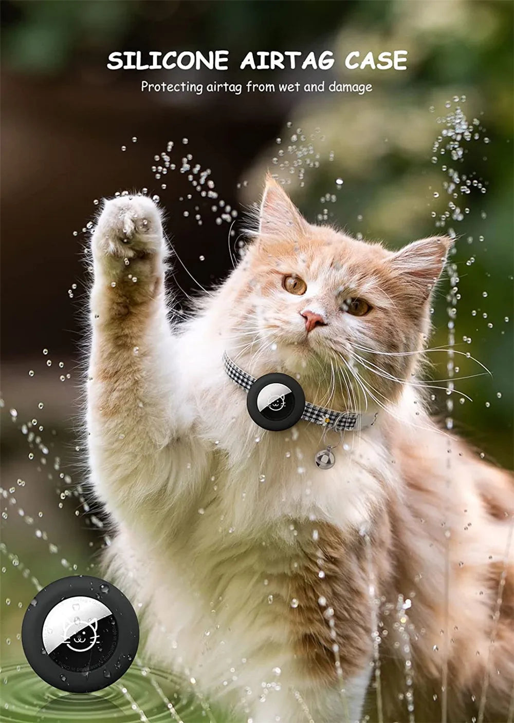 Collier de chat à dégagement rapide avec support AirTag et clochette