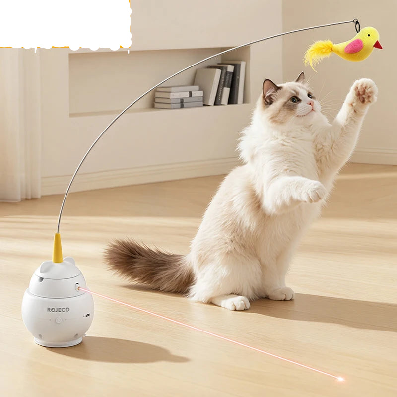 2-in-1 Automatic Laser & Feather Cat Toy — Electric Induction Indoor Kitten Teaser