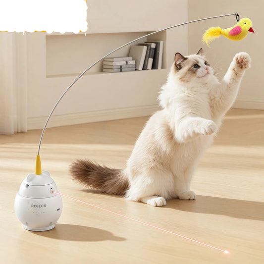 2-in-1 Automatic Laser & Feather Cat Toy — Electric Induction Indoor Kitten Teaser