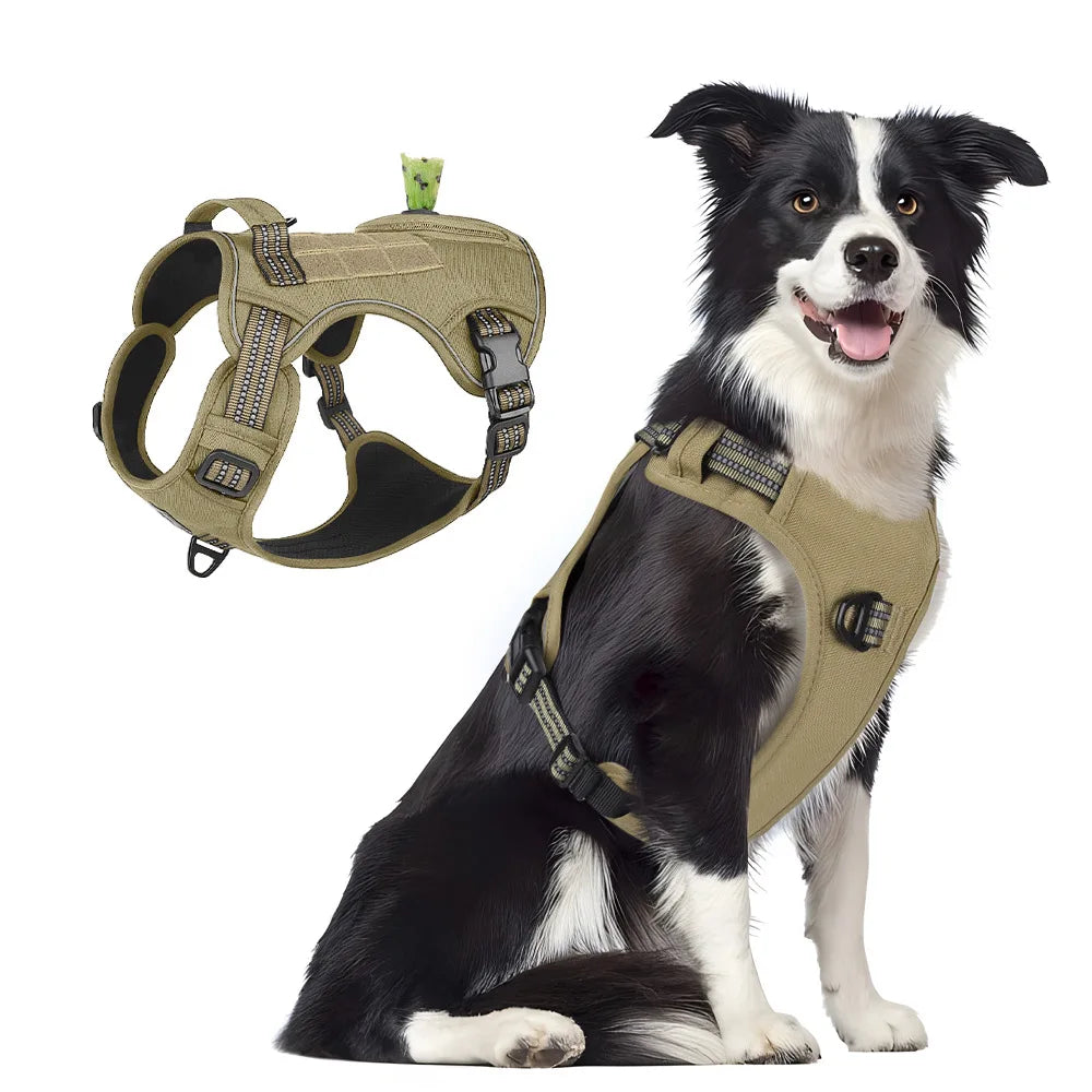 Harnais tactique anti-traction réfléchissant pour chiens de taille moyenne et grande