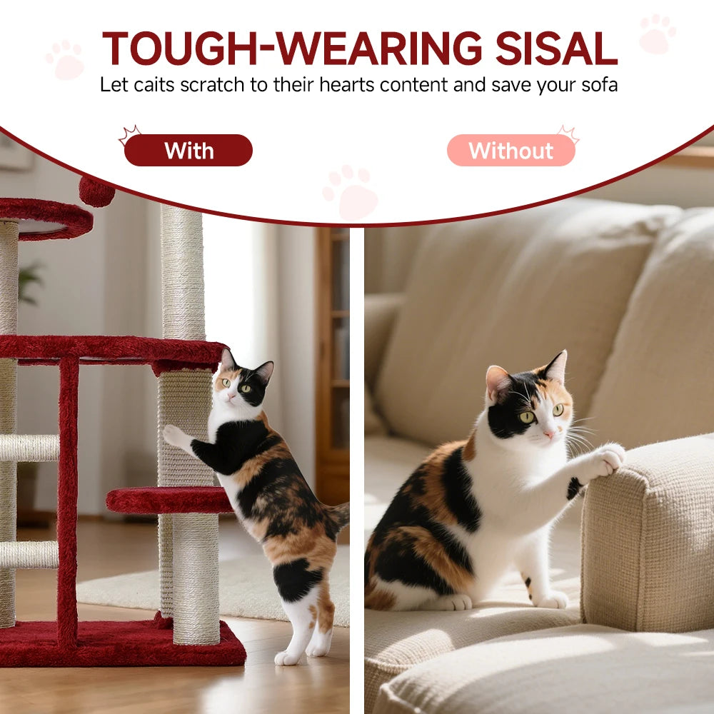 Multi-Tier Cat Tree with Scratching Post & Perch