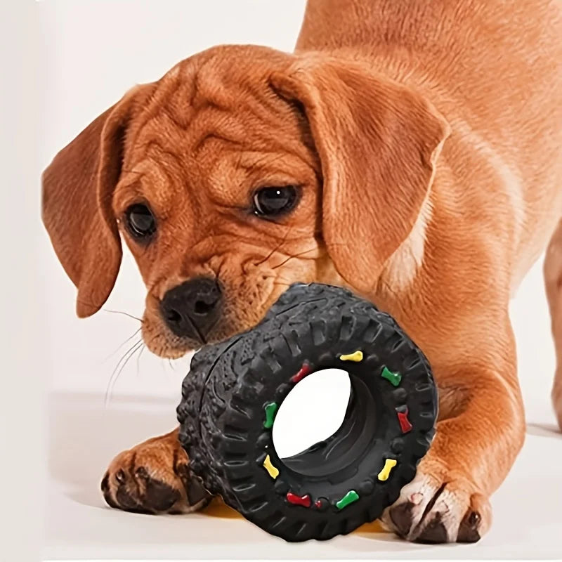 Interactive Chew Wheel Dog Toy – Durable Squeaky Teething Toy for Small & Medium Dogs
