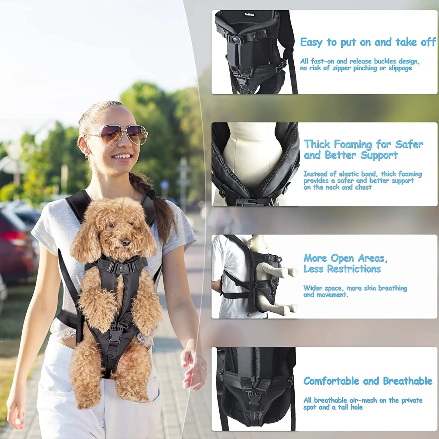 Front-Facing Pet Carrier Backpack for Dogs & Cats