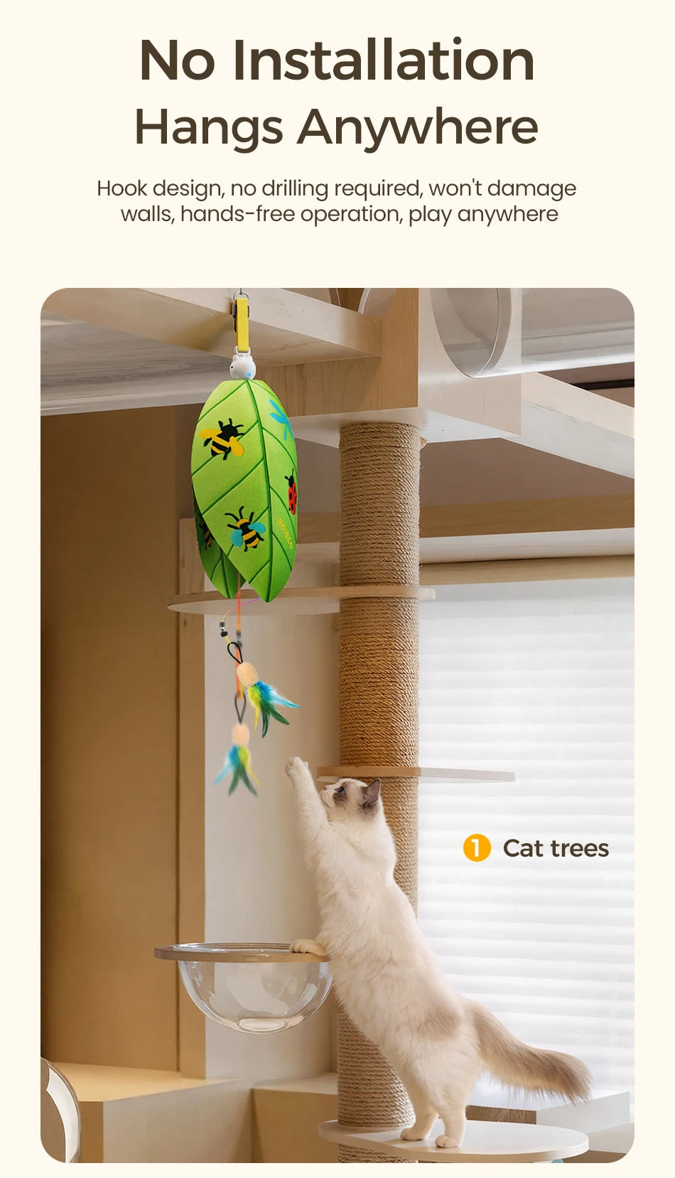 Jouet pour chat cache-cache électrique avec laser et plume suspendue