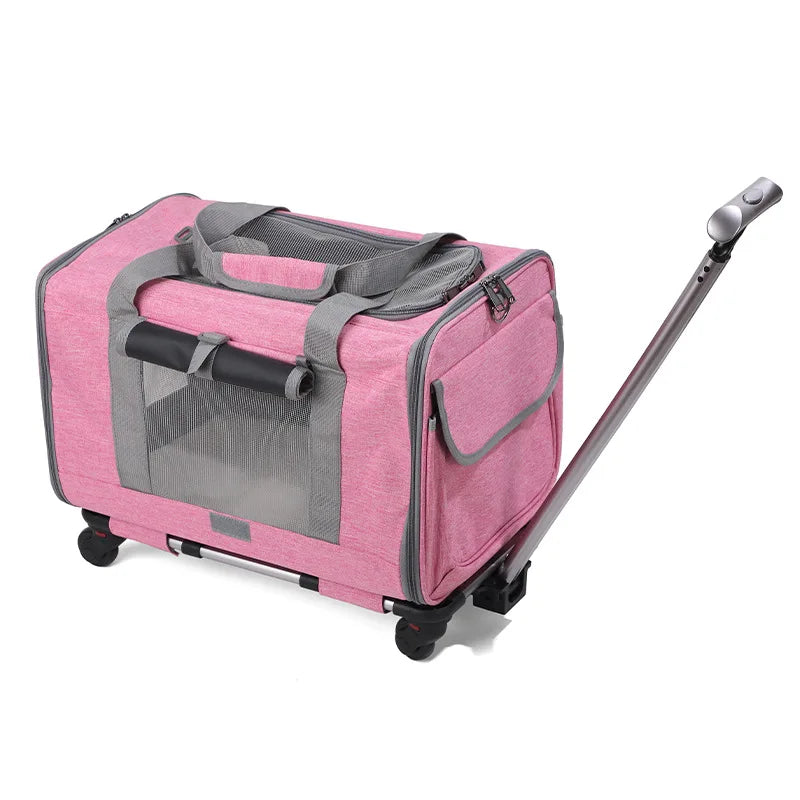 Sac de transport roulant pour animaux de compagnie avec roues — Approuvé par les compagnies aériennes et poussette pliable