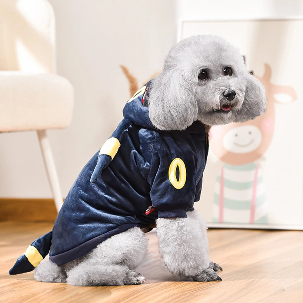 Eevee Anime Cosplay Dog Costume – Kawaii Plush Insulated Coat for Small Dogs