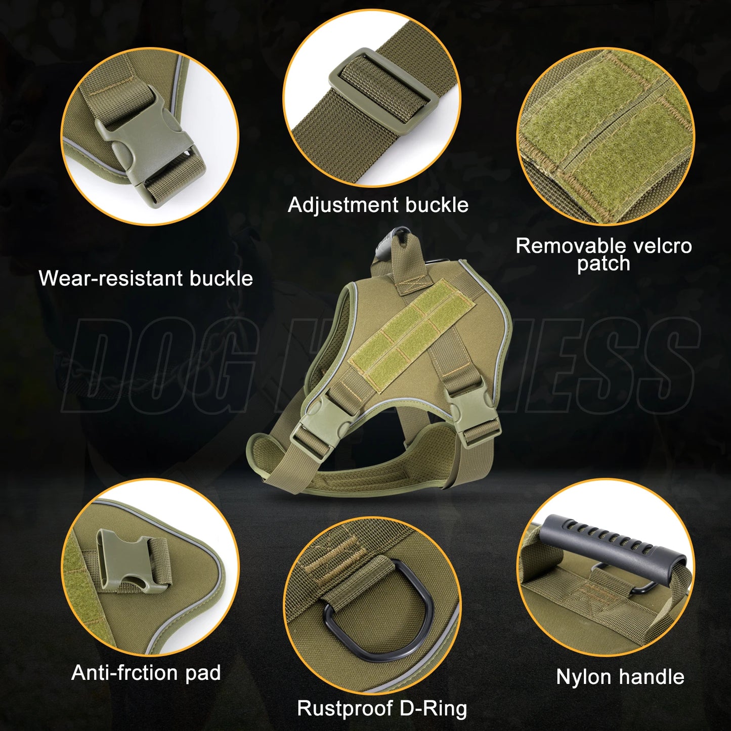 Tactical Dog Training Vest Harness – No-Escape Design