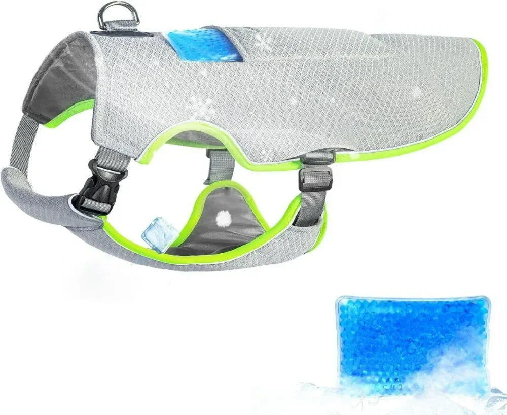 Breathable Mesh Dog Cooling Jacket with Ice Pack & Sun Protection — All Sizes