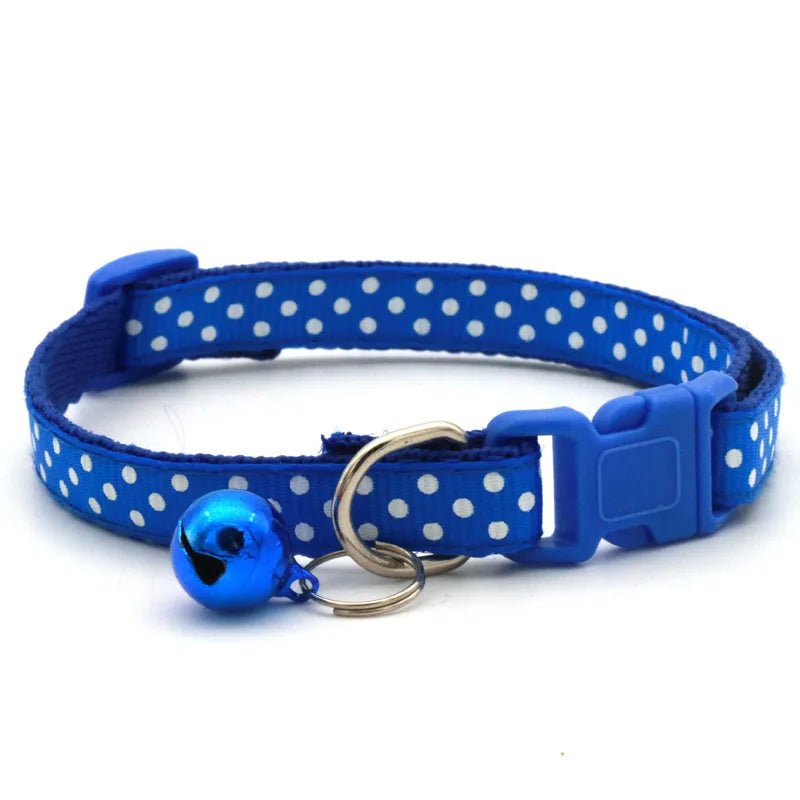Collier à pois ajustable avec clochette pour chat et petit chien