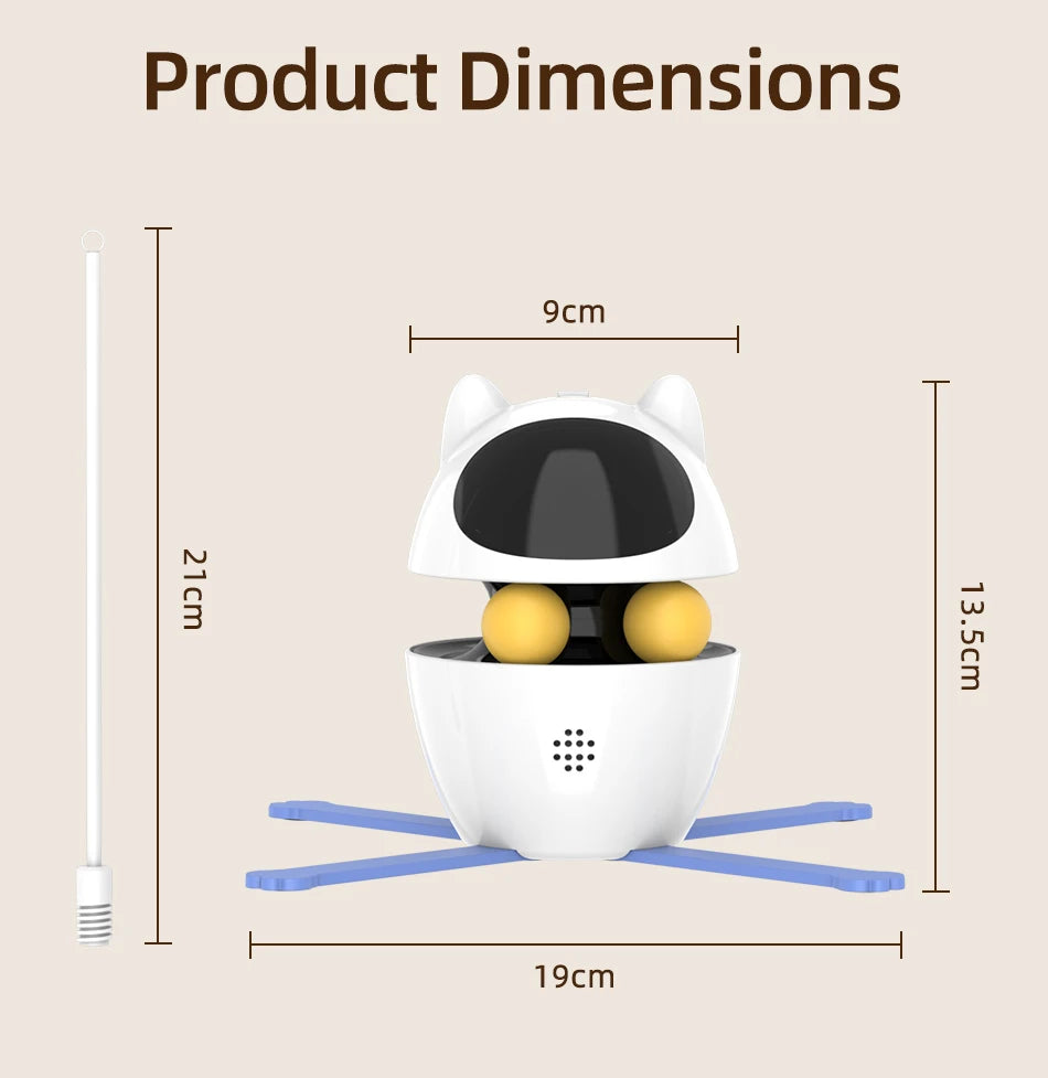 3-in-1 Smart Cat Toy with 360° Laser & 3 Replacement Feather Teasers