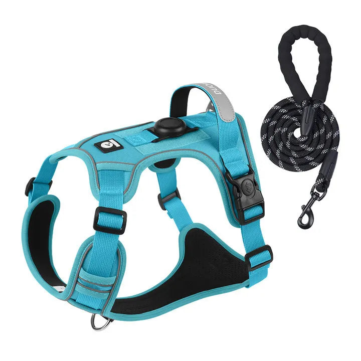 Tactical No-Pull Dog Harness with AirTag Holder – Reflective Vest for Medium & Large Dogs